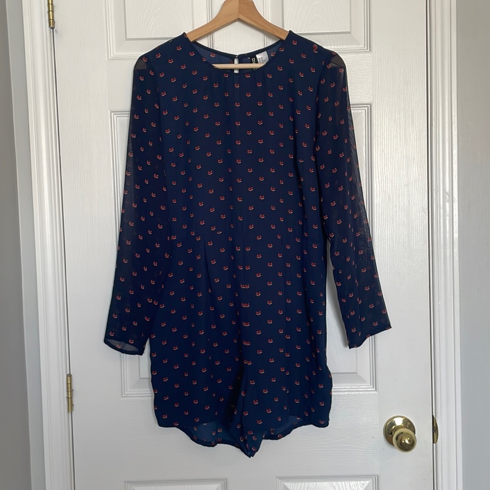 H&M Divided fox print sheer sleeved romper